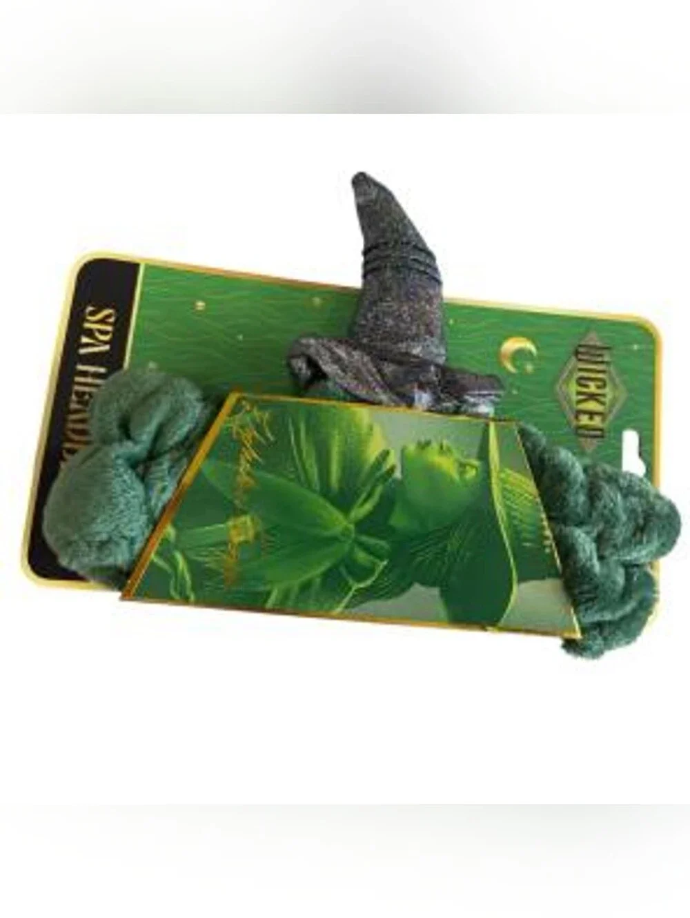 Wicked Green Plush Spa Headband with Silver Glitter Accent